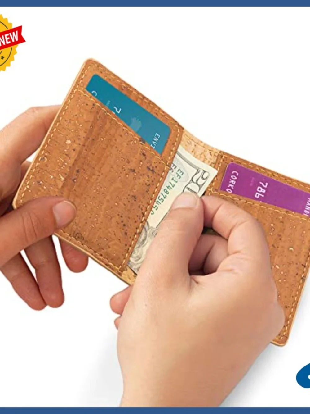 Slim Minimalist RFID Wallet, Eco Cork, Front Pocket Carry